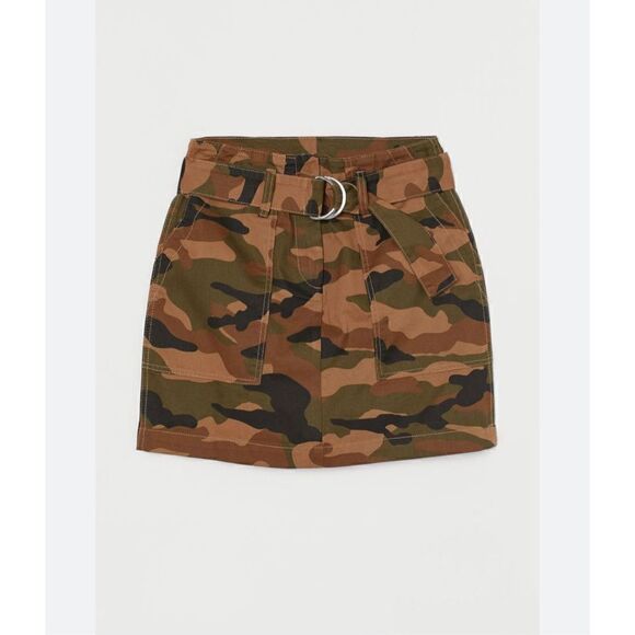 H&M Patterned Cargo Mini Skirt Khaki green/patterned size 2 - Picture 1 of 5